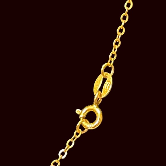 Sterling and Gold Vermeil Circle Necklace 16” Length - Picture 3 of 3
